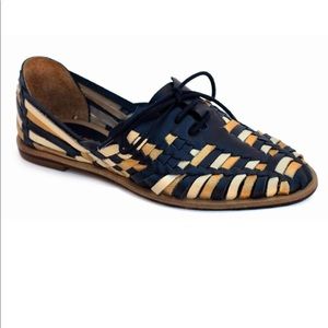 Anthropologie Shoes - Boho Navy Leather Classic Woven Huarache Loafers Anthropologie Shoes - Boho Navy Leather Classic Woven Huarache Loafers